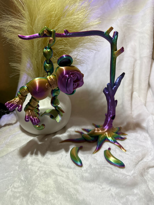 Monkey With Tree And Bananas 3D Print - Random Color