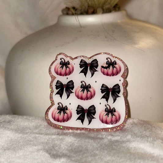 Pumpkin And Bows Badge Reel / Pop socket Topper