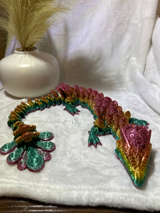 Peacock Dragon Wingless 3D Print - Random Color