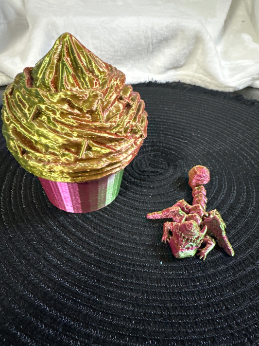 Small Cupcake And Matching Cupcake Dragon 3D Print - Random Color