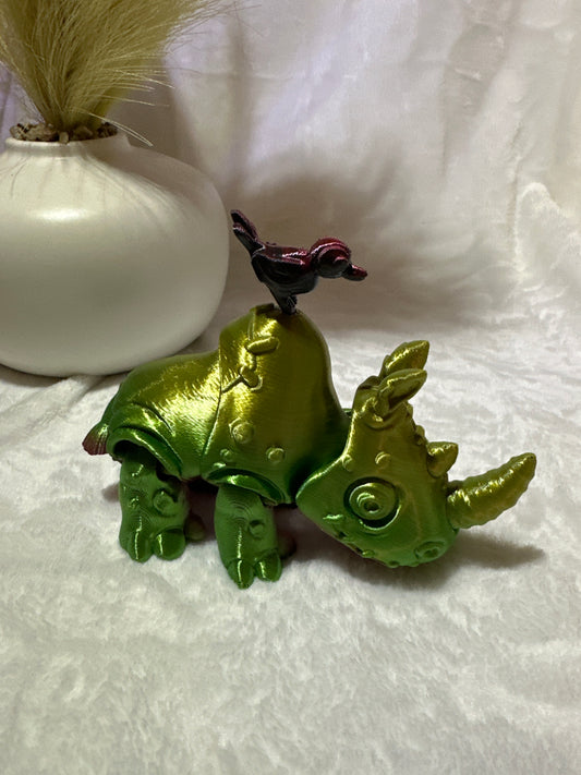 Rhino With Bird 3D Print - Random Color