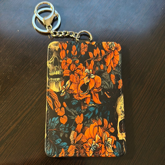 Floral Skulls Keychain Card Holder