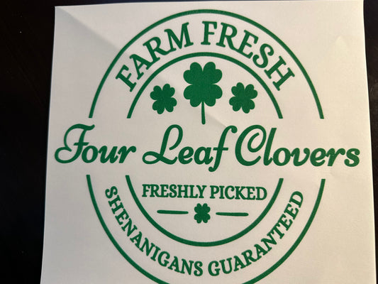 Farm Fresh Four Leaf Clovers Adult T-Shirt