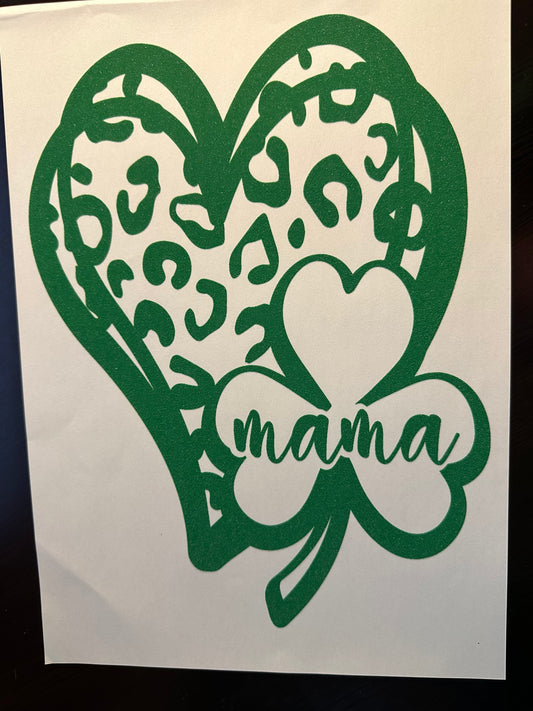 Mama Clover Heart Adult T-Shirt