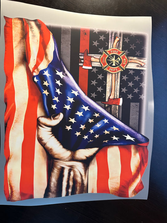 Fire Dept. Flag Adult T-Shirt