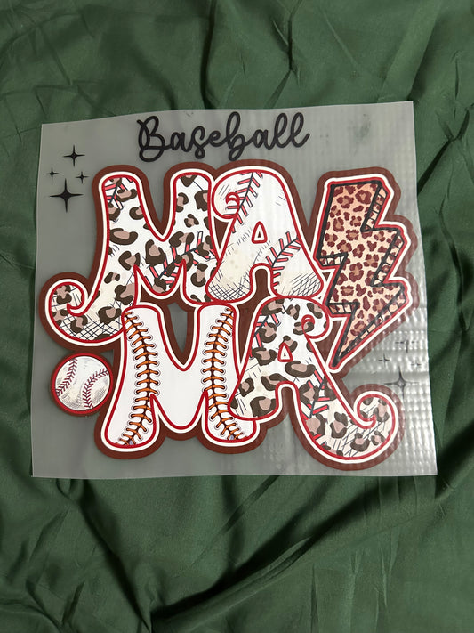 Baseball Mama Leopard and Stitches  Adult T-Shirt