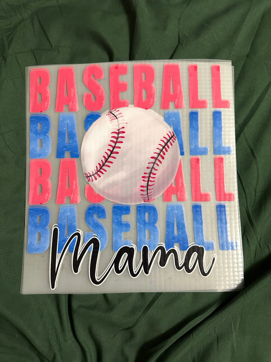 Red And Blue Baseball Mama Adult T-Shirt