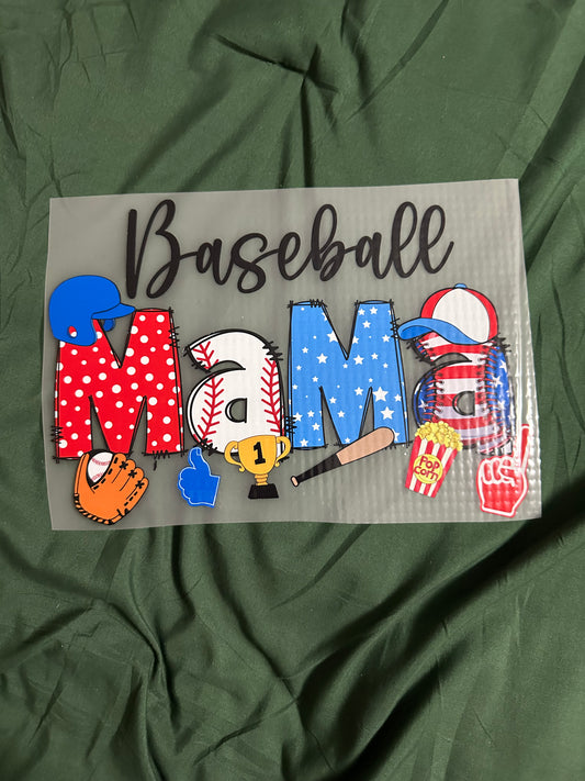 Baseball Mama Red White And Blue Adult T-Shirt