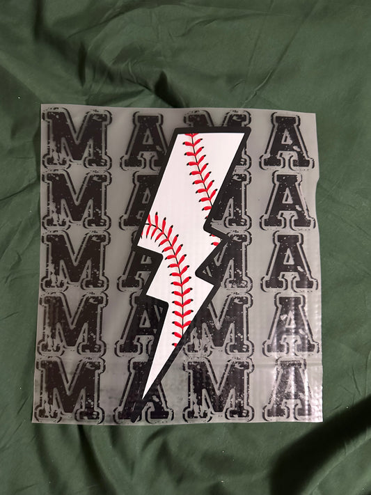 Stacked Mama Baseball Bolt Adult T-Shirt