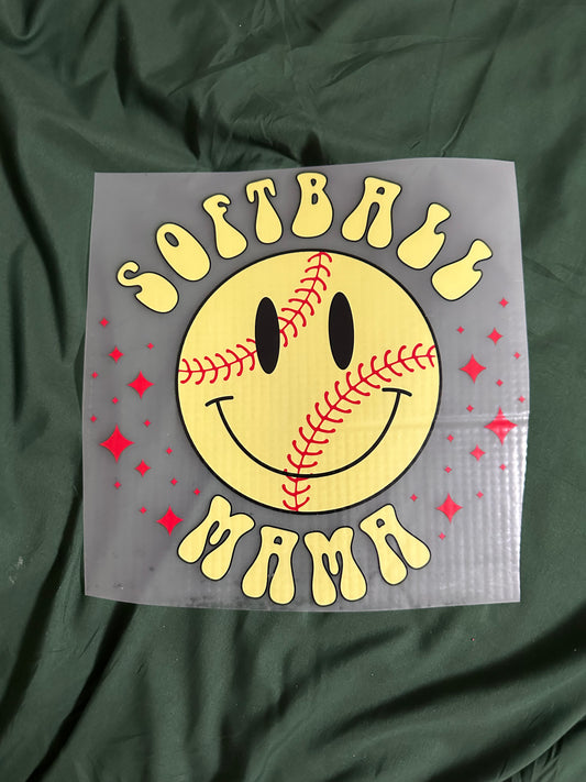 Softball Mama Smiley Adult T-Shirt