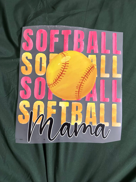 Pink And Yellow Softball Mom Adult T-Shirt