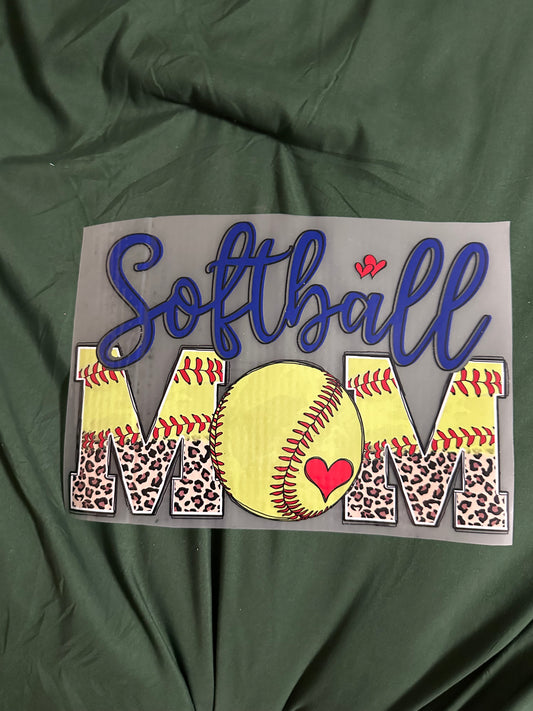 Softball Mom Leopard Adult T-Shirt