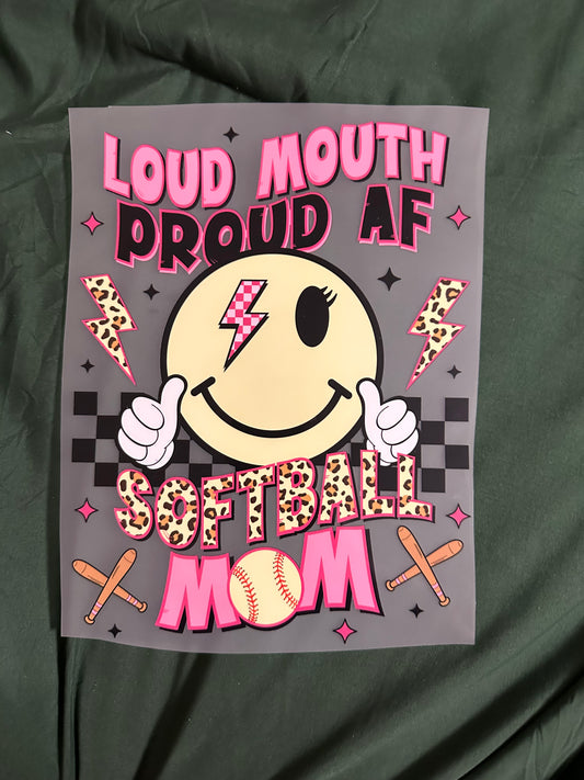 Loud And Proud AF Softball Mom Adult T-Shirt