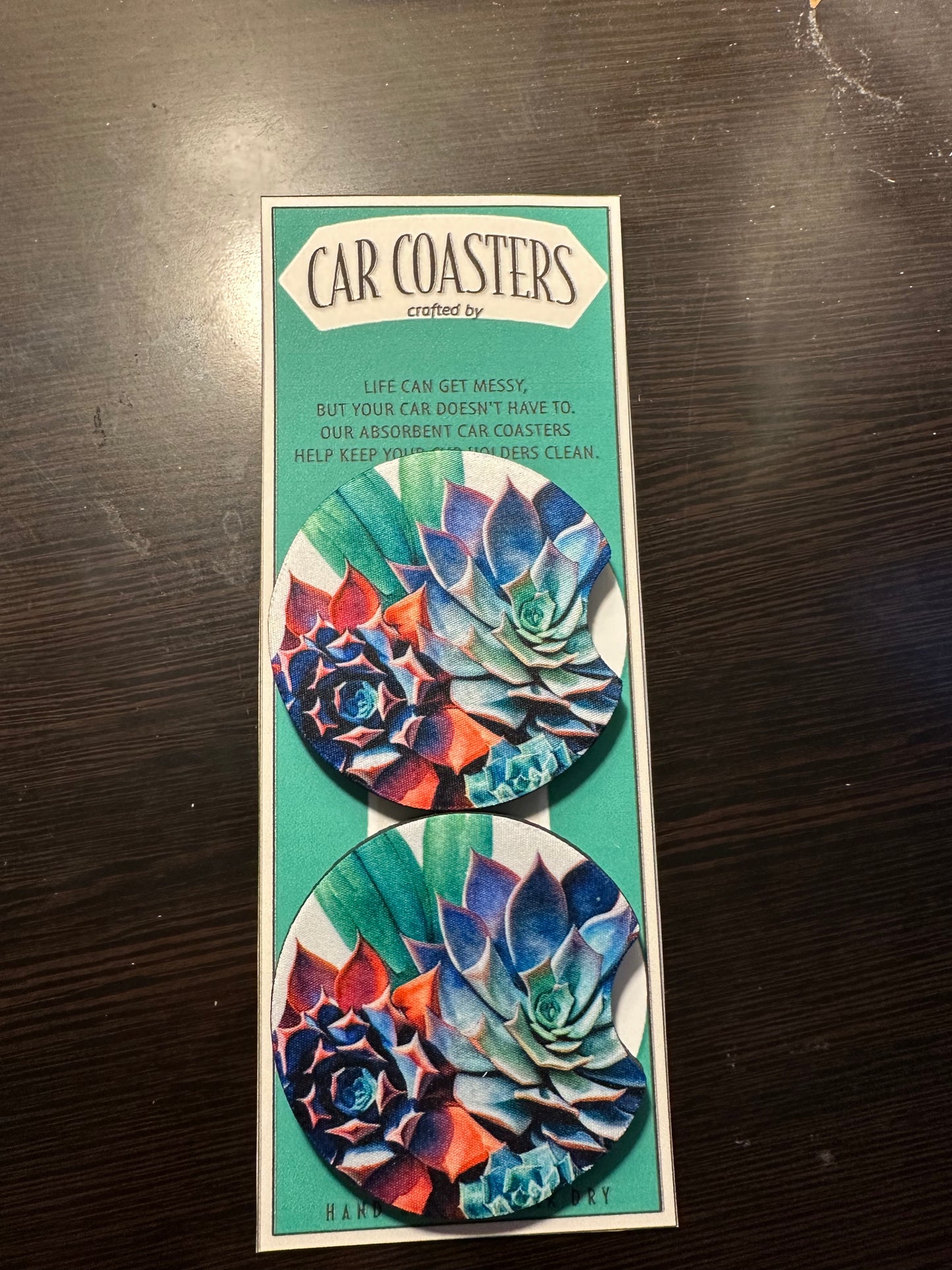 Succulent Neoprene Car Coaster Set of 2