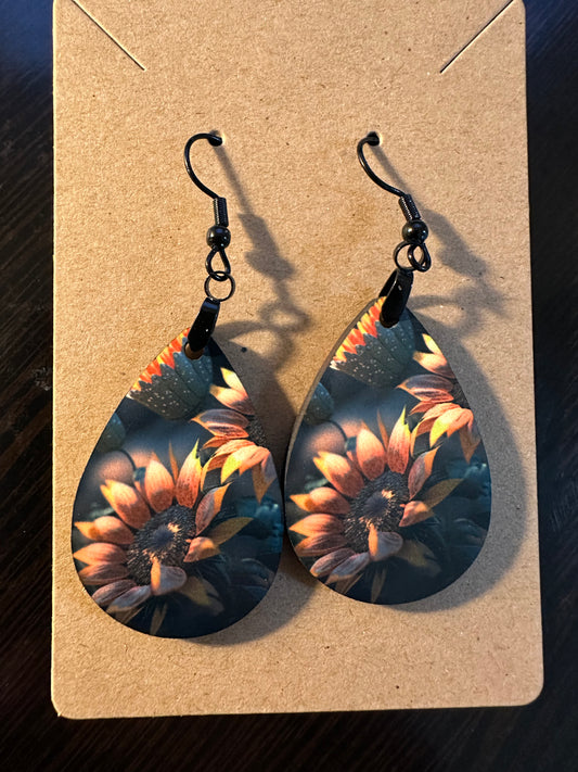 Dark Sunflowers Dangle Earrings