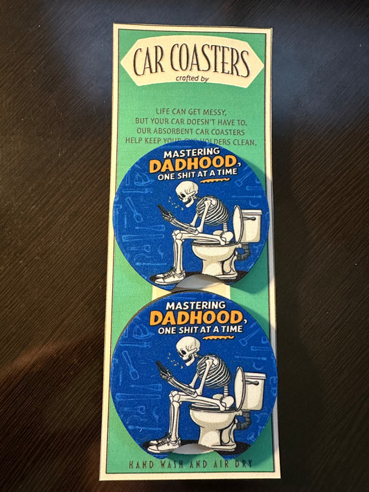 Mastering Dadhood Neoprene Car Coaster Set of 2