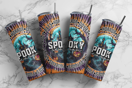 Spooky Season Tye Dye Full Wrap 20 Ounce Sublimation Tumbler