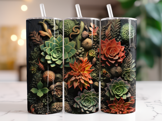 Succulents 20 Ounce Sublimation Tumbler