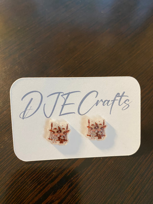 Cows 2 Post Back Earrings