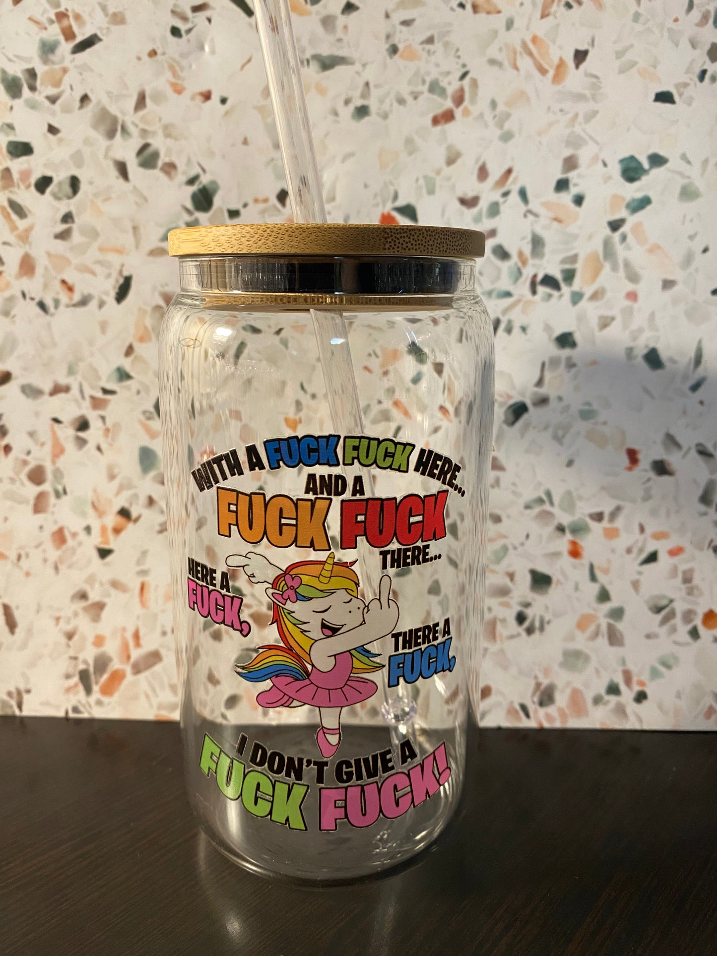 Fuck Fuck Unicorn 16 Ounce Glass Libby’s