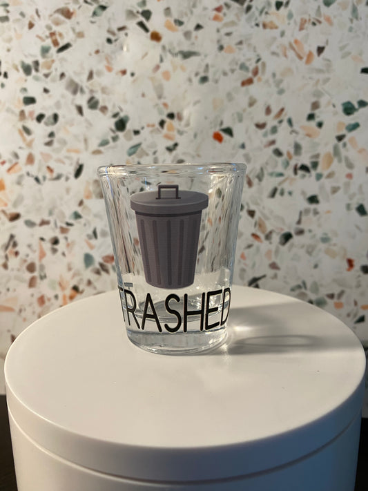 Trashed 1.5 ounce shot glass