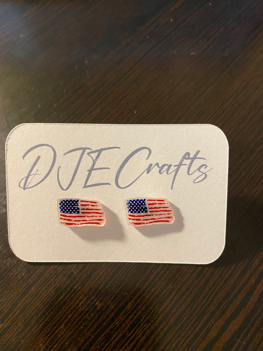 American Flag Post Back Earrings