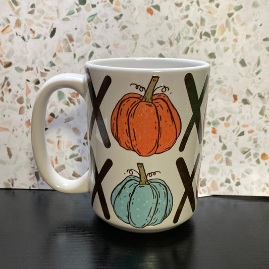 X and O Pumpkins 15 ounce ceramic coffee mug