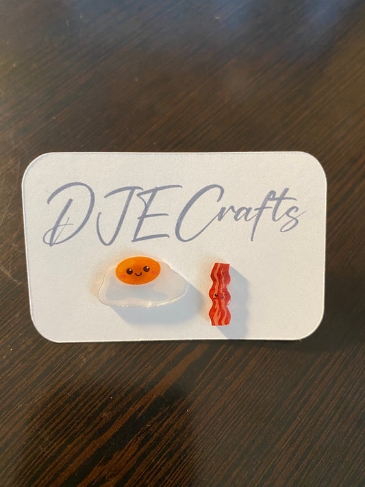 Bacon And Egg Post Back Earrings