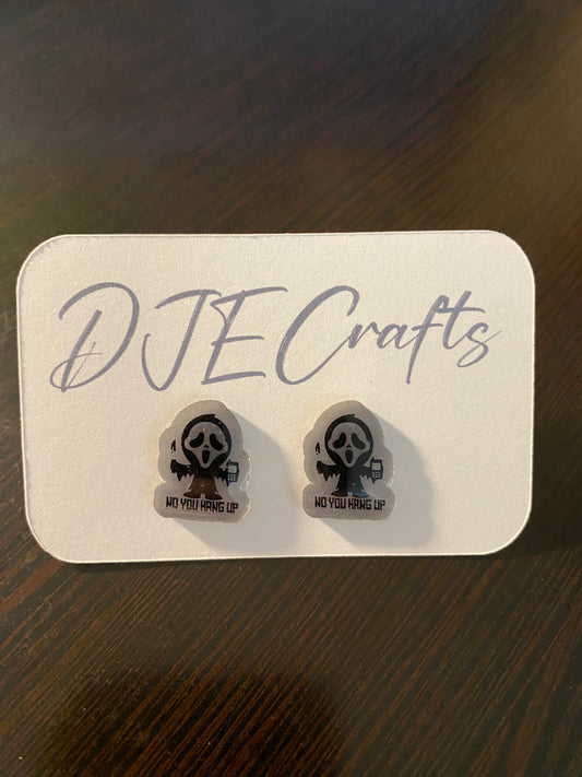 Ghost Face  Post Back Earrings