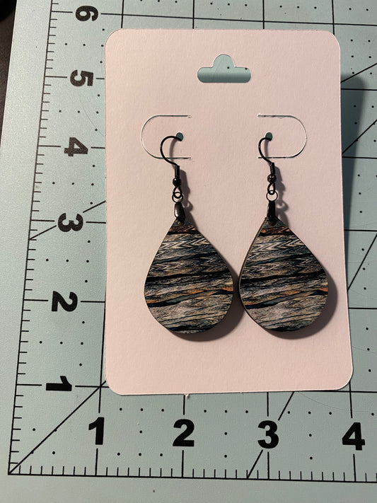 Wood Slate Dangle Earrings