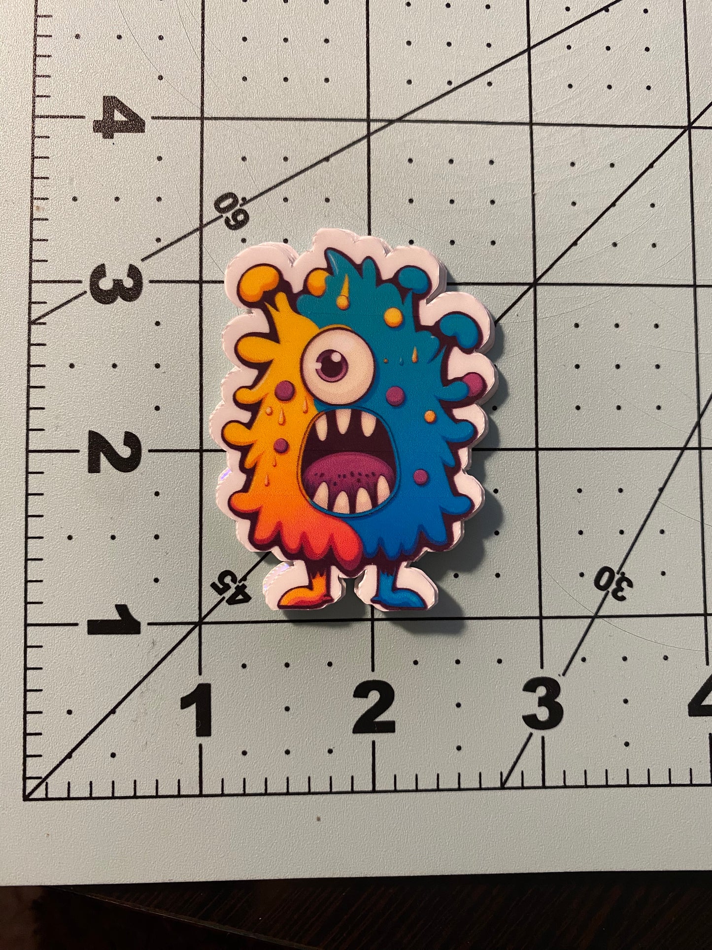 Blue And Orange Monster Sticker