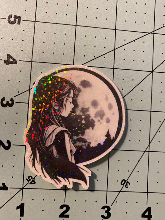 Girl in the moon Sticker