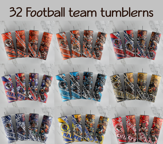 Football Team 20 ounce  Skinny Sublimation Tumbler