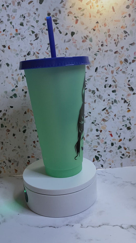 24 ounce messy bun color changing tumbler