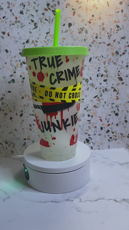 24 ounce true crime color changing tumbler