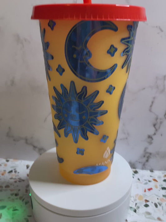 24 ounce moon and stars color changing  tumbler