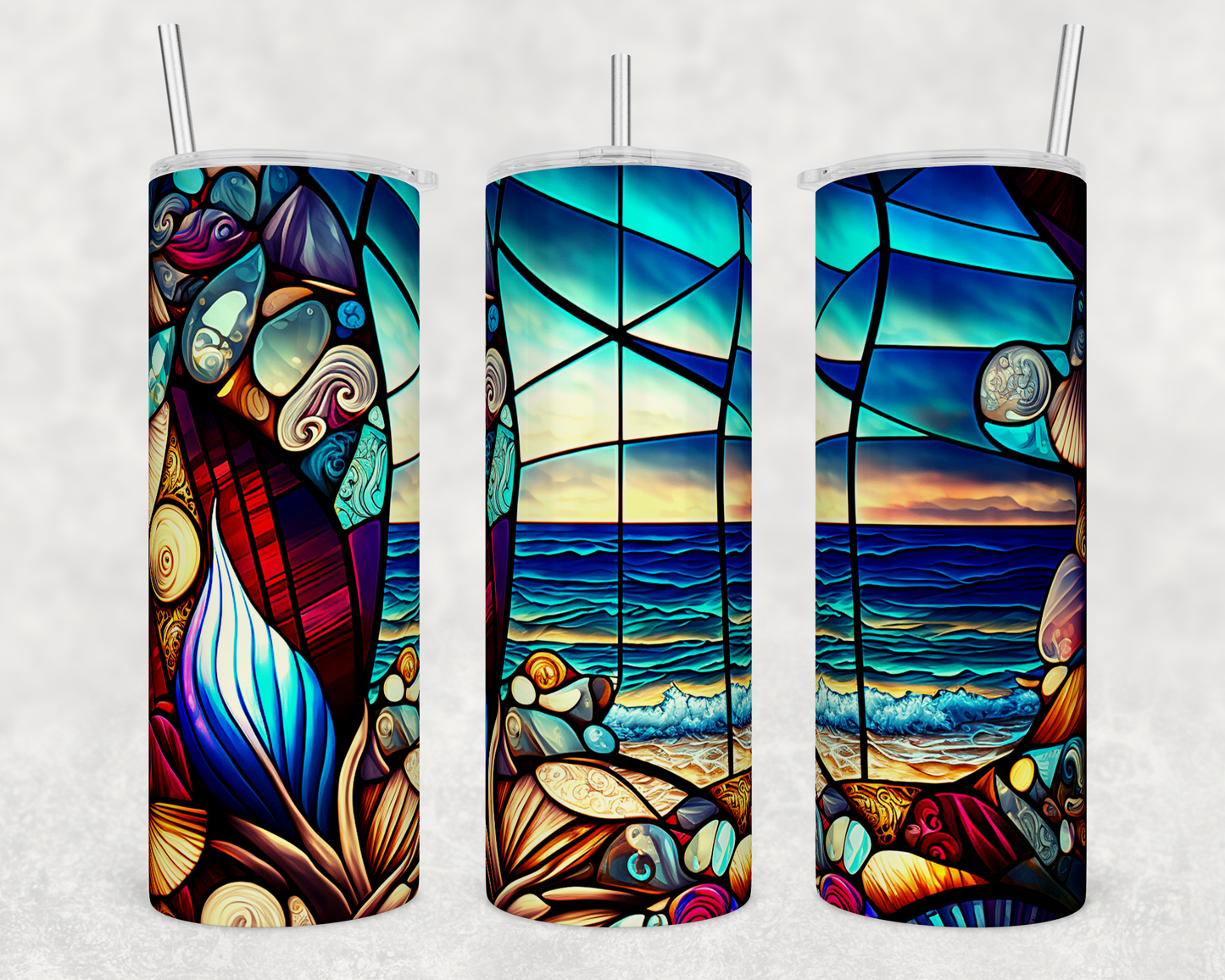 Stained Glass Shells 20 Ounce Sublimation Tumbler