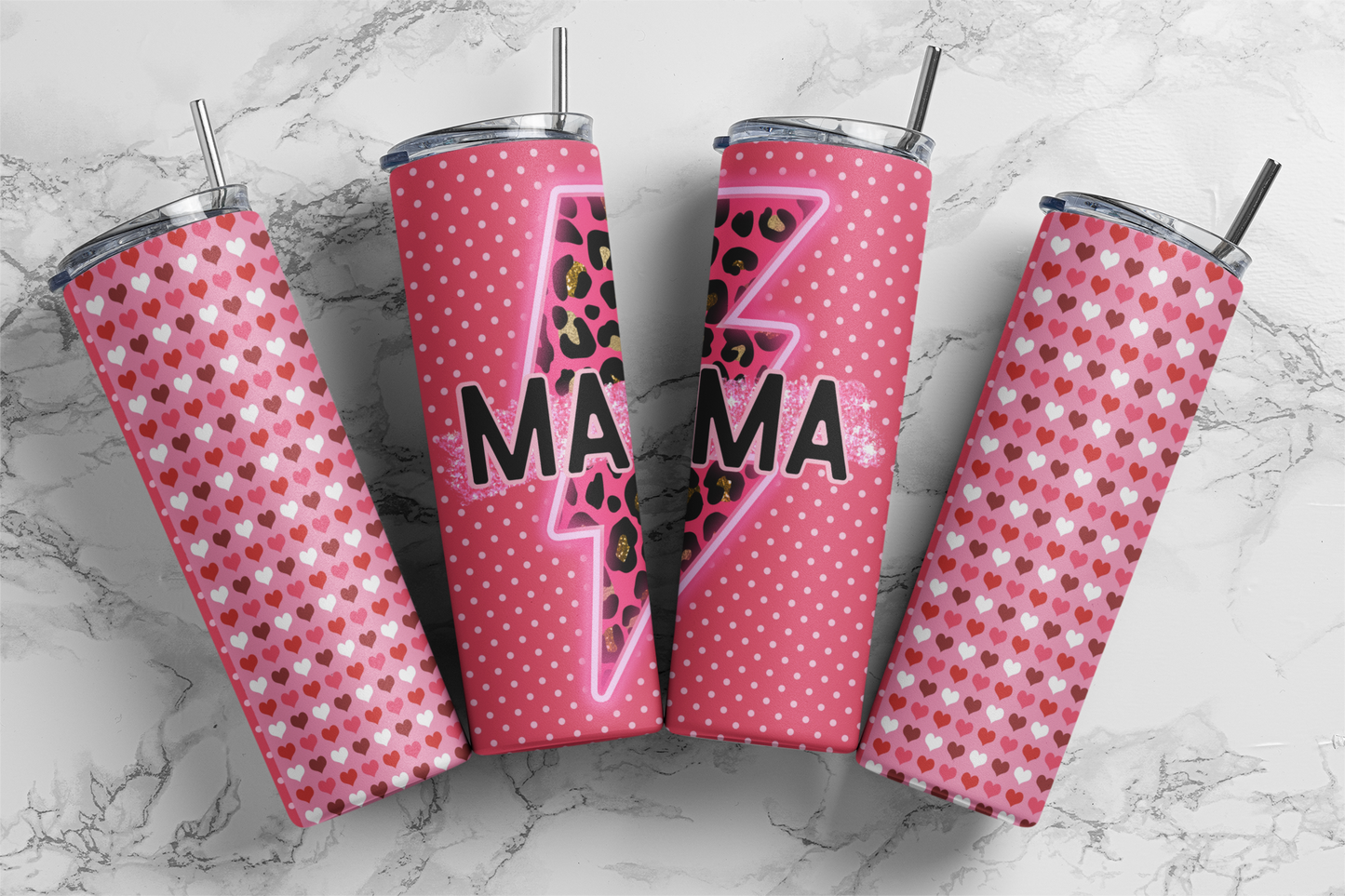 Mama Lightning Bolt 20 Ounce Skinny Sublimation Tumbler