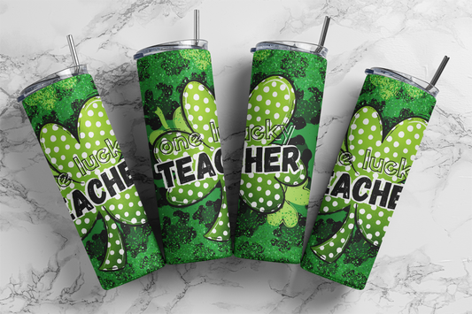 One Lucky Teacher 20 Ounce Sublimation Tumbler