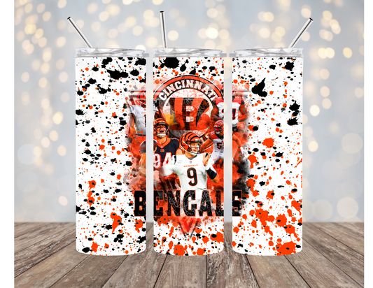 Bengals Paint Splatter 20 ounce Sublimation Tumbler