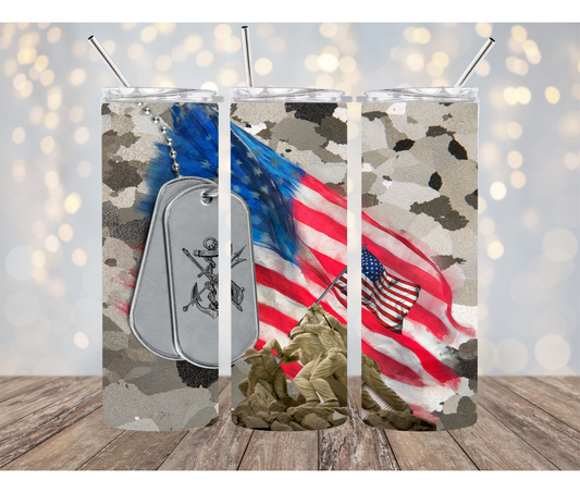 Marine Flag 20 Ounce Sublimation Tumbler