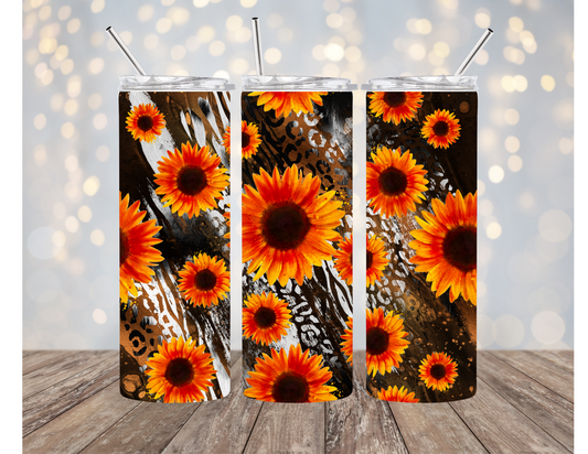 Leopard Sunflower 20 Ounce Sublimation Tumbler