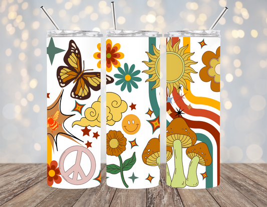 Retro Rainbow 20 ounce Sublimation Tumbler