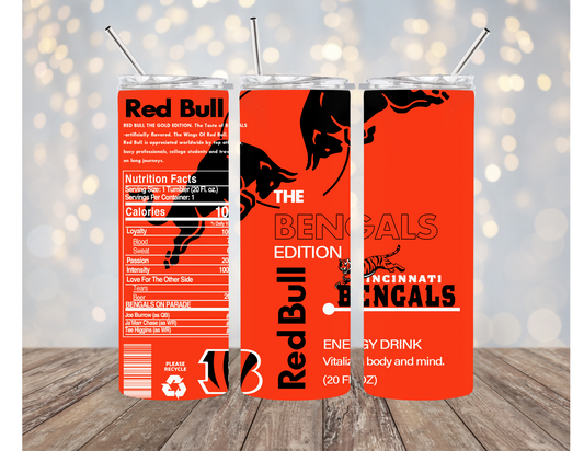 Bengals Redbull 20 ounce Sublimation Tumbler