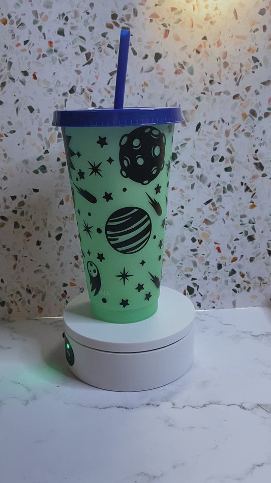 24 ounce space color changing tumbler