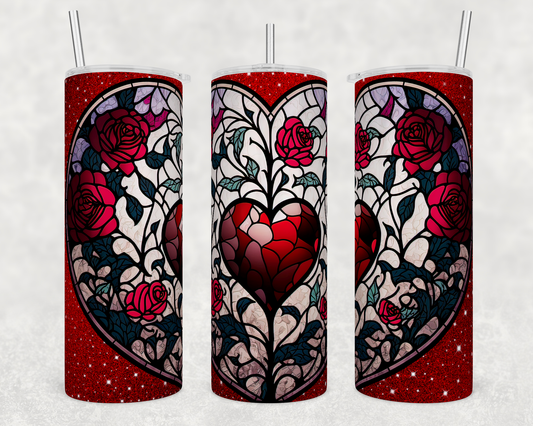 Stained Glass Heart 20 Ounce Sublimation Tumbler