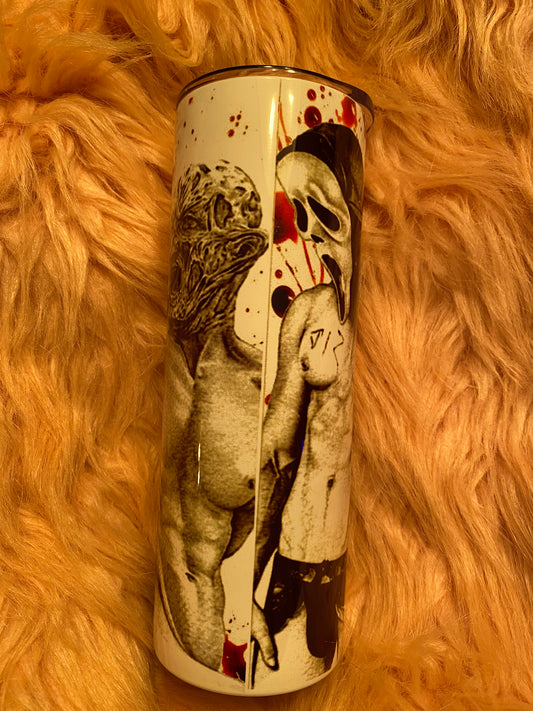 20 ounce Naked Horror Characters Skinny Sublimation  Tumbler