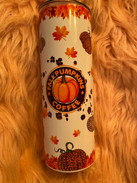 20 ounce Pumpkin Coffee Skinny Sublimation Tumbler