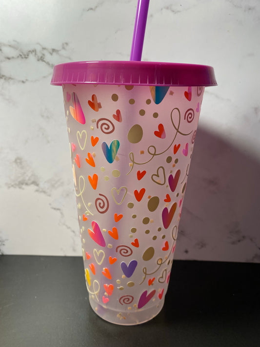 24 ounce lovey dovey color changing tumbler.