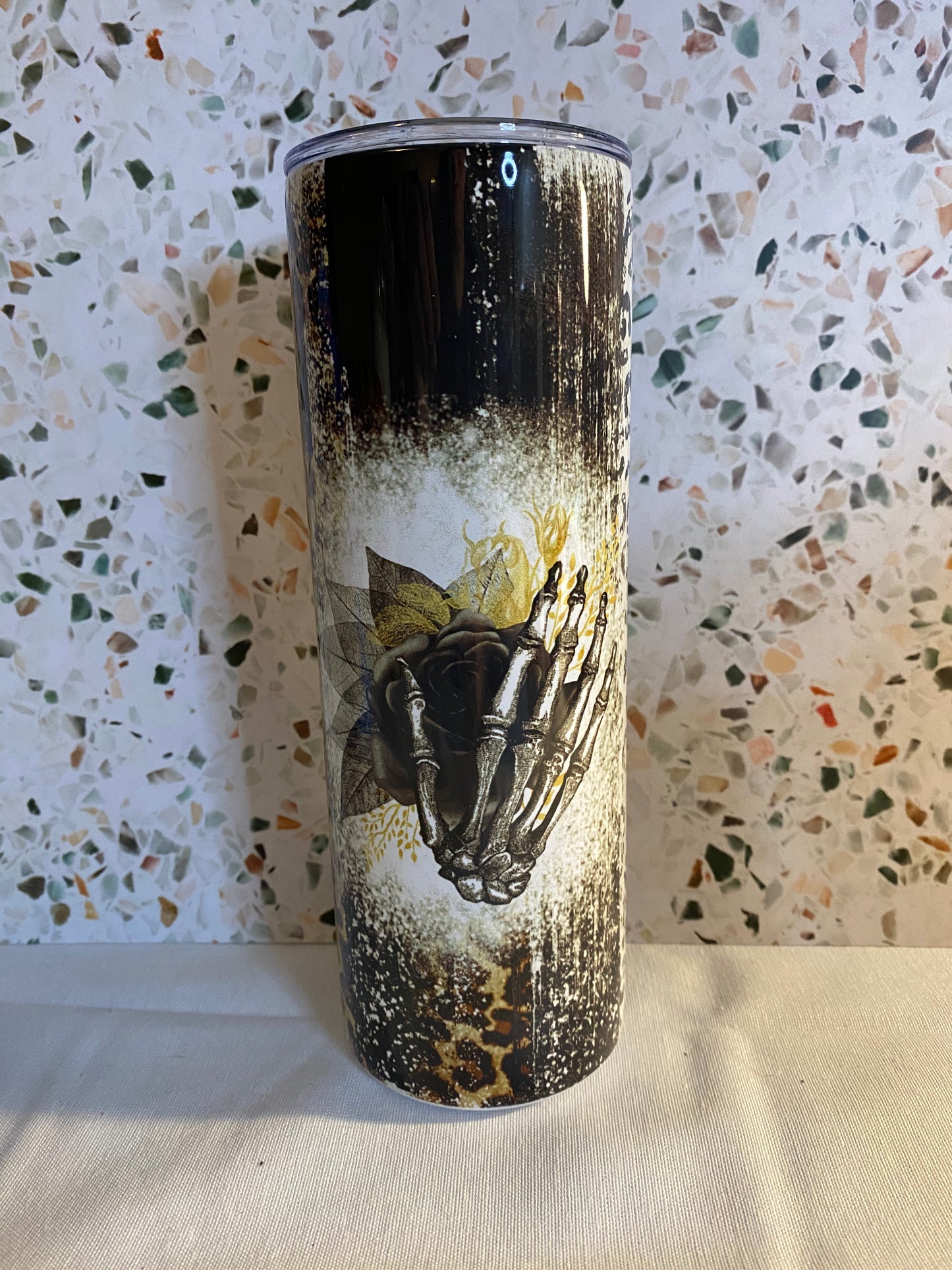 Black Rose and Skellie Hand 20 Ounce Sublimation  Tumbler